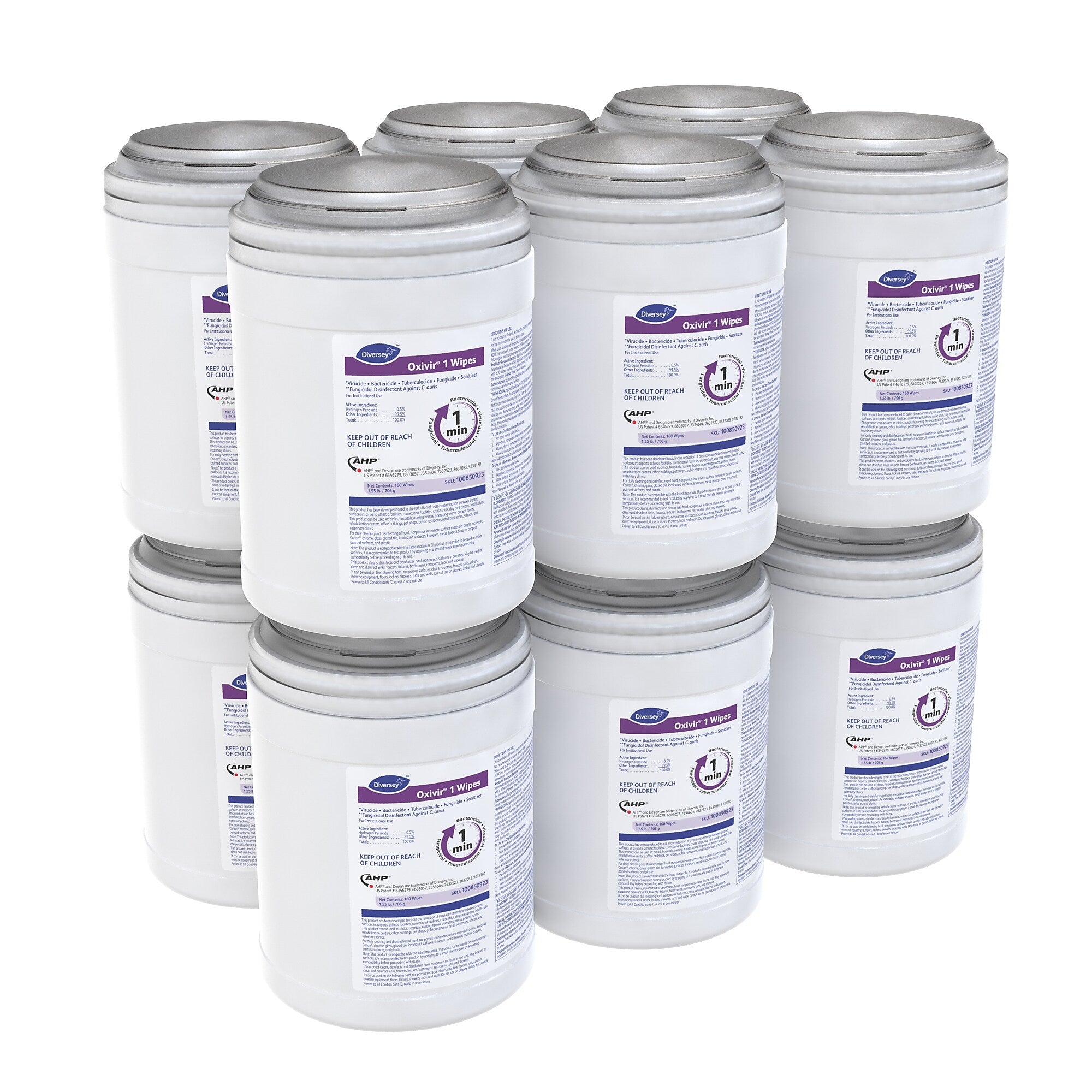 Diversey Oxivir 1 Disinfecting Wipes, 160 Wipes/Container, 12/Carton (100850923)