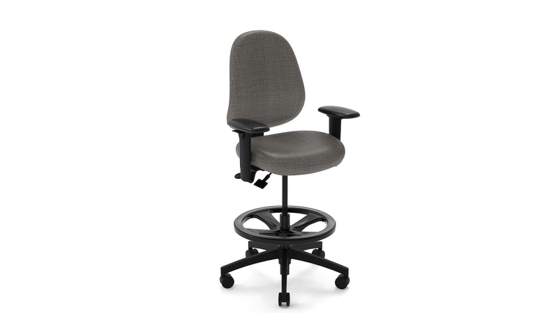 healtHcentric Lab FR Frixion Stool with Backrest and Footrest with Lumbar Support, Dark Grey