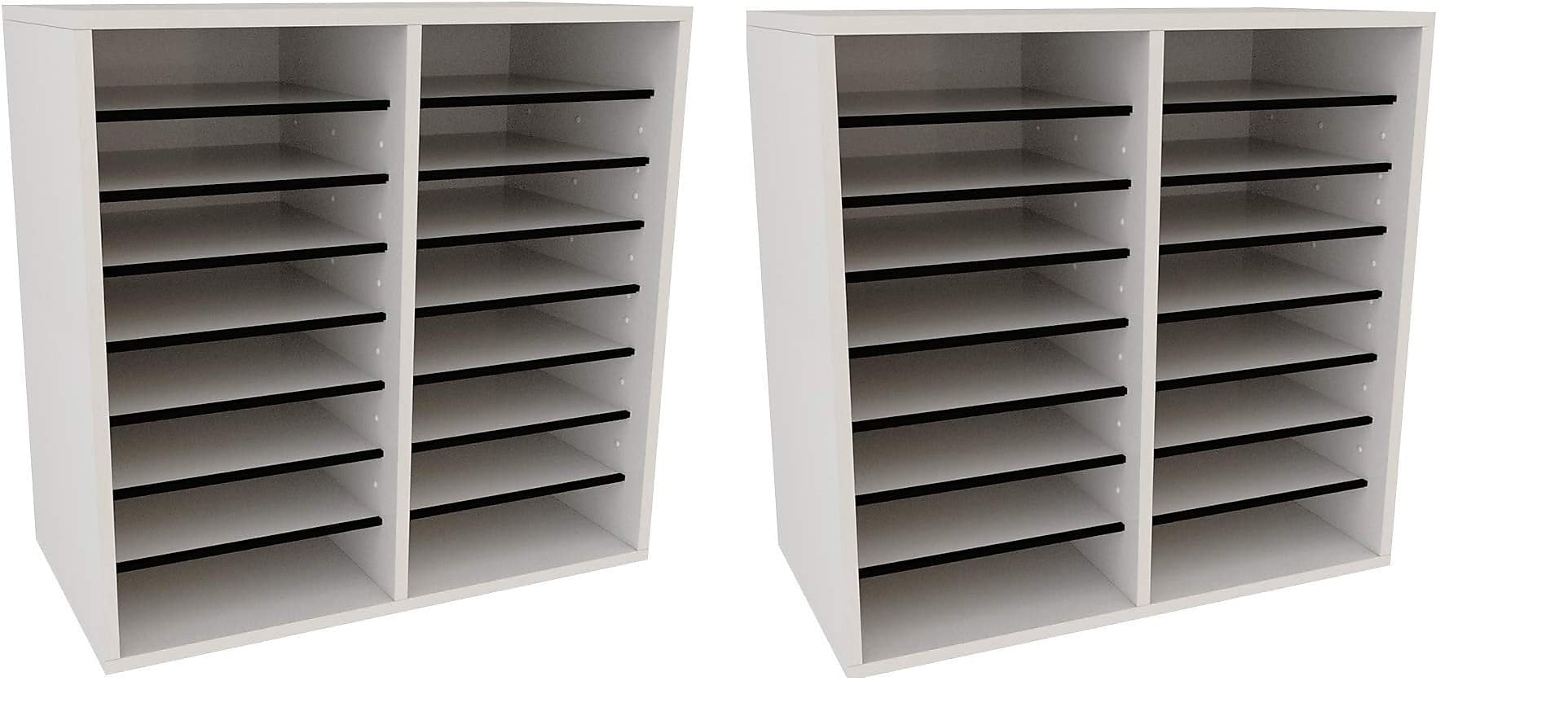 AdirOffice 500 Series 16-Compartment Literature Organizers, 20" x 11.8", White, 2/Pack (500-16-WHI-2PK)