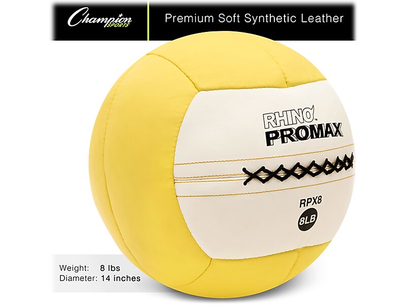 Champion Sports RHINO Promax Yellow/White Medicine Ball, 8 Lbs. (RPX8)