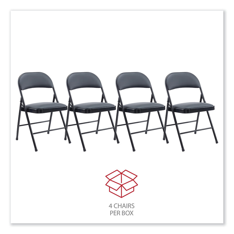 Alera Leather Office Folding Chair, Black, 4/Carton (ALECA9416)