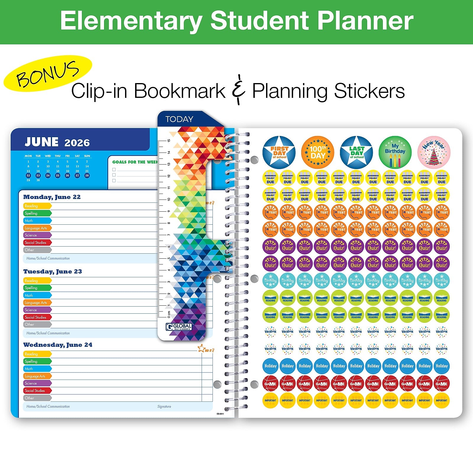 2025-2026 Global Printed Products Space Happy Planets 8.5" x 11" Academic Weekly & Monthly Planner, Paper Cover