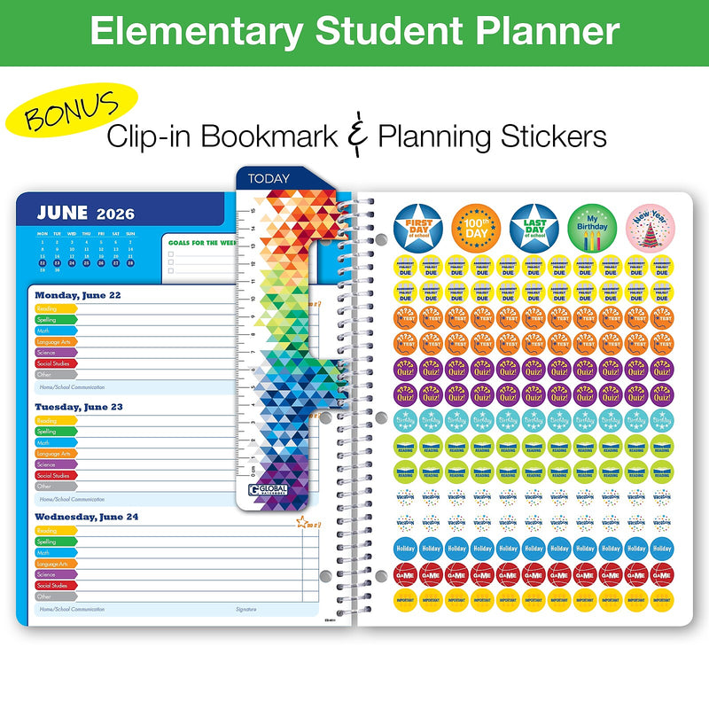 2025-2026 Global Printed Products Space Happy Planets 8.5" x 11" Academic Weekly & Monthly Planner, Paper Cover