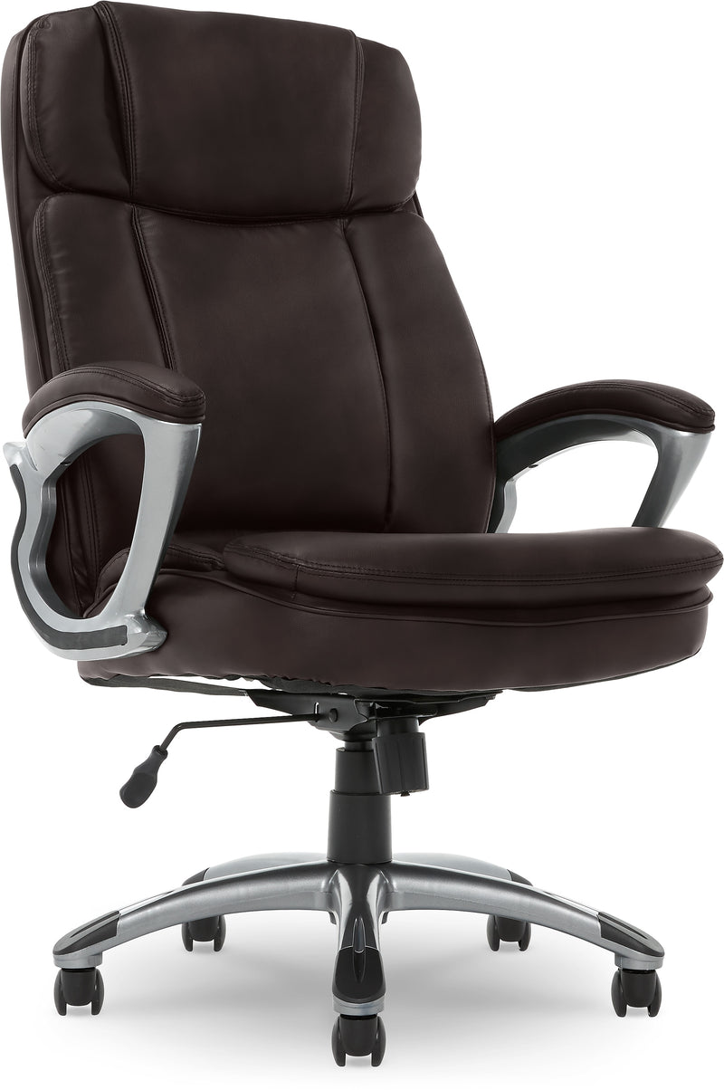 Serta Fairbanks Ergonomic Bonded Leather Executive Big & Tall Chair, 350 lb. Capacity, Chestnut (43675A)