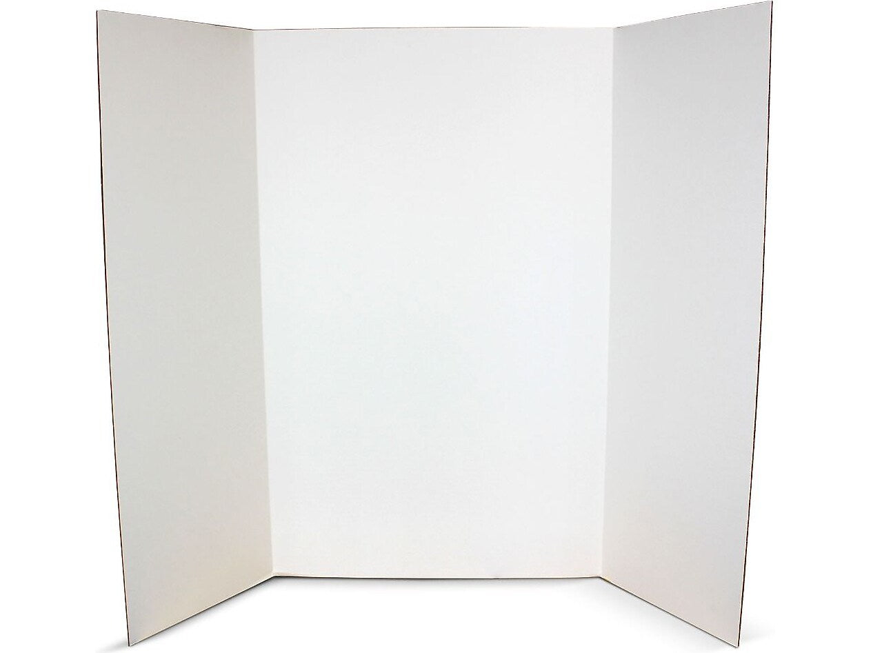 Flipside Tri-Fold Project Board, 48" x 36", Corrugated Paper, White, 4/Pack (18042)
