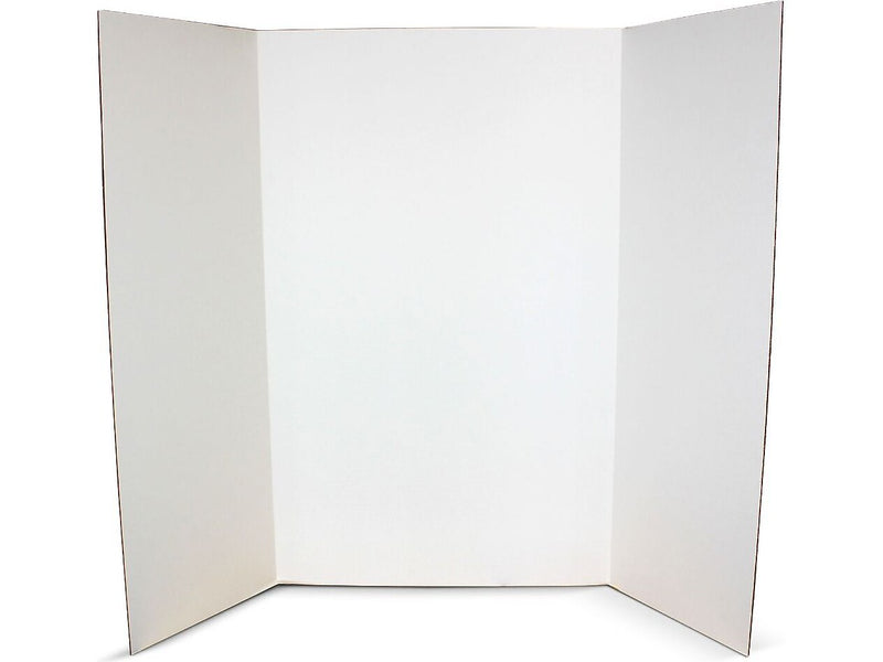 Flipside Tri-Fold Project Board, 48" x 36", Corrugated Paper, White, 4/Pack (18042)