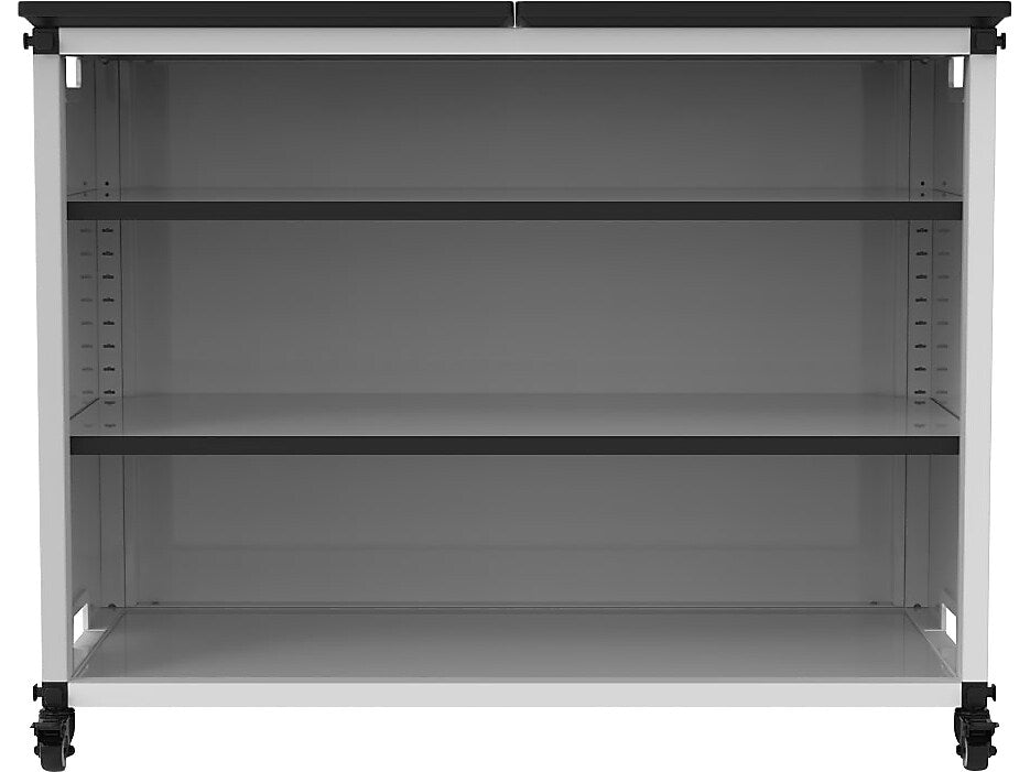 Luxor Mobile 3-Section Modular Classroom Bookshelf, 29"H x 36.5"W x 18.25"D, White (MBSCB03)