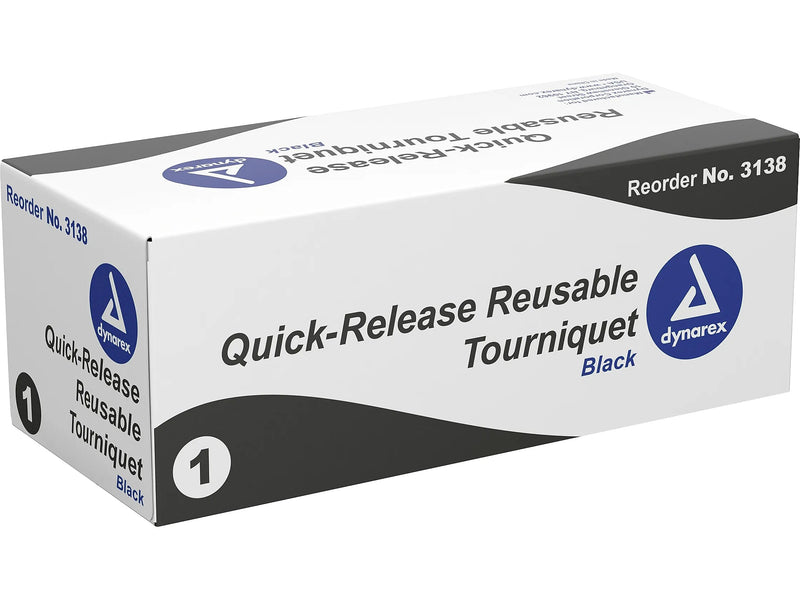 Dynarex Quick-Release Reusable Tourniquet, Black, 10/Carton (3138)