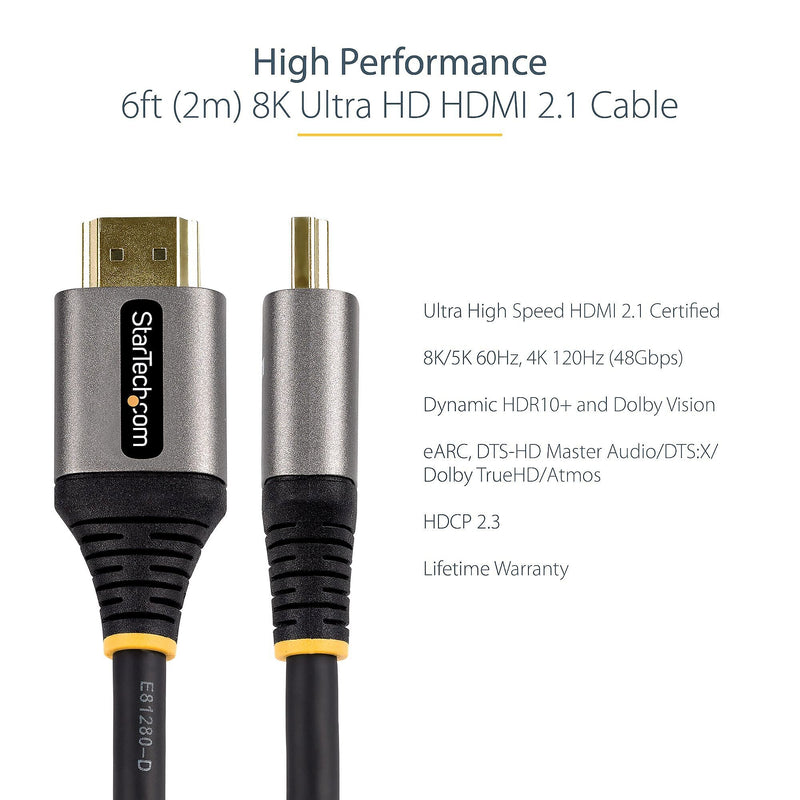 StarTech Ultra High Speed 6.6' 8KHDMI Cable, Male to Male, Black (HDMM21V2M)