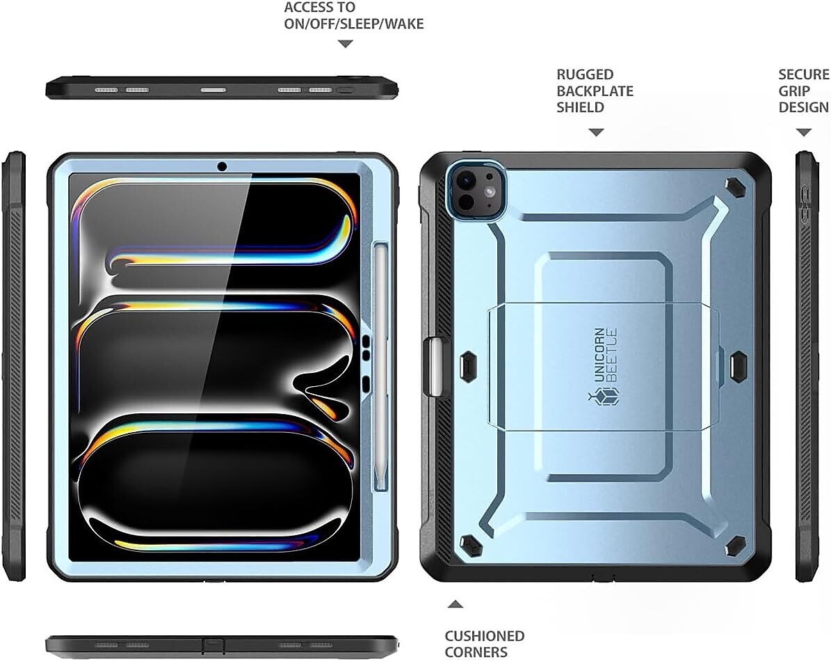 SUPCASE Unicorn Beetle Pro Plastic 13" Fullbody Case for iPad Pro 13" 7th Generation, Blue (SUPIP2413UBPSPA)