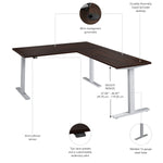 Bush Business Furniture Move 60 Series 60"W L Shaped Adjustable Standing Desk, Black Walnut (M6SL6078BWSK)