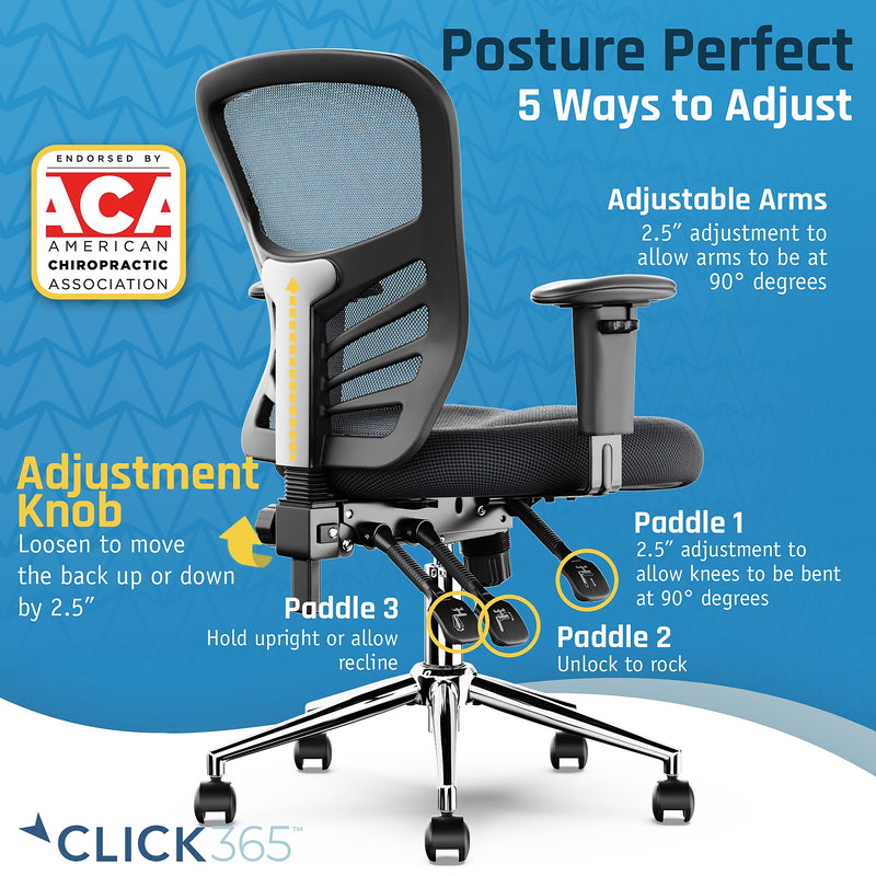 Click365 Ergonomic Mesh Swivel Task Chair, Grey (CCHR10002B)