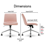 ELLE Decor Adelaide Armless Fabric Task Chair, Pink (48214A)