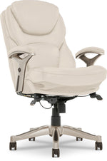 Serta Claremont Ergonomic Faux Leather Swivel Executive Chair with Back in Motion Technology, Ivory (44186C)