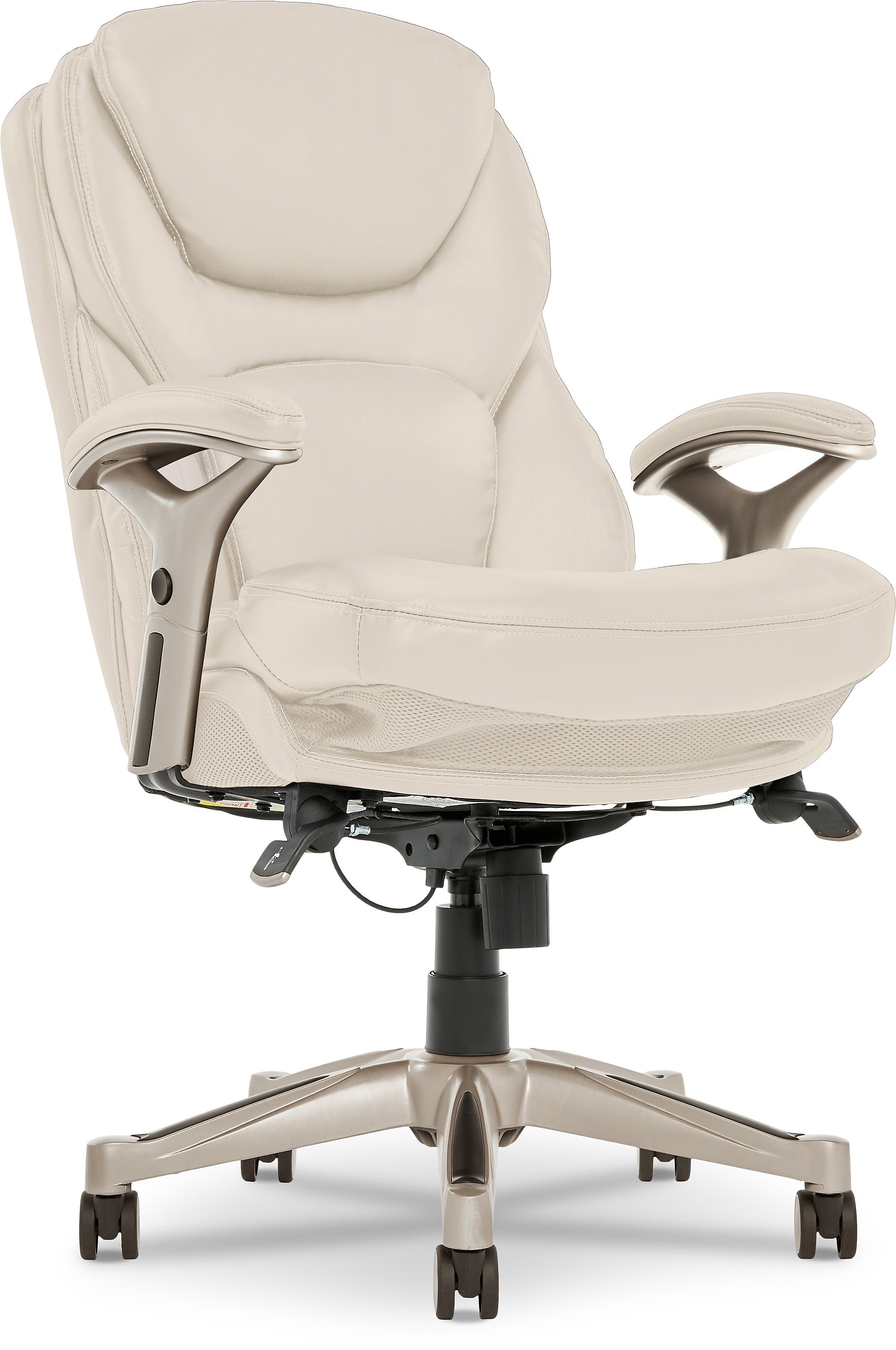 Serta Claremont Ergonomic Faux Leather Swivel Executive Chair with Back in Motion Technology, Ivory (44186C)
