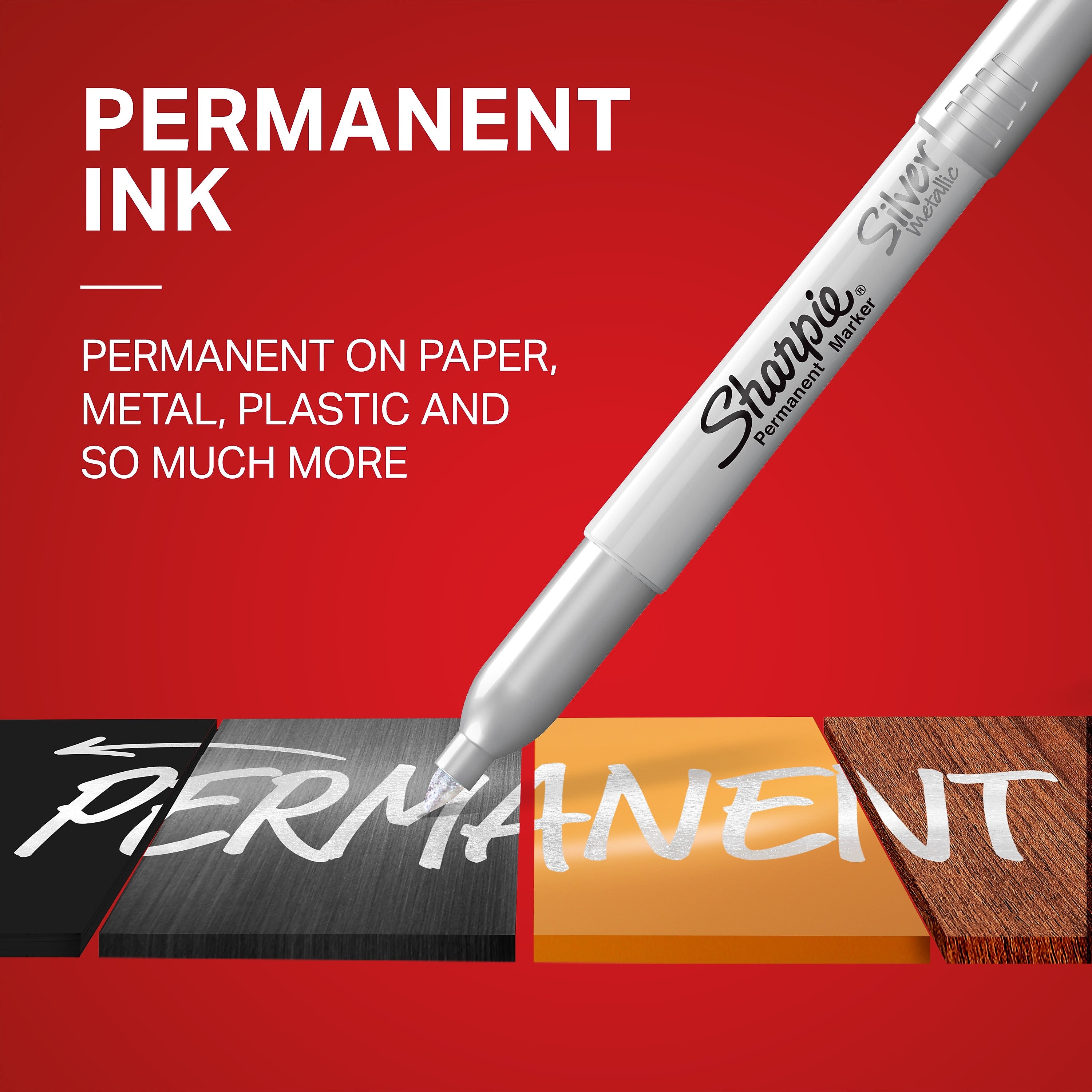 Sharpie Metallic Permanent Marker, Fine Tip, Gray/Silver, 4/Pack (39109)