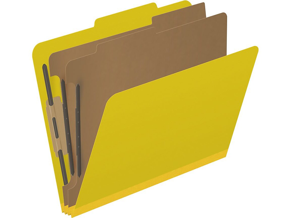 Medical Arts Press Pressboard Classification Folder, 2 Dividers, 2" Expansion, Letter Size, Yellow, 10/Box (DV-T42-26-3YLW)