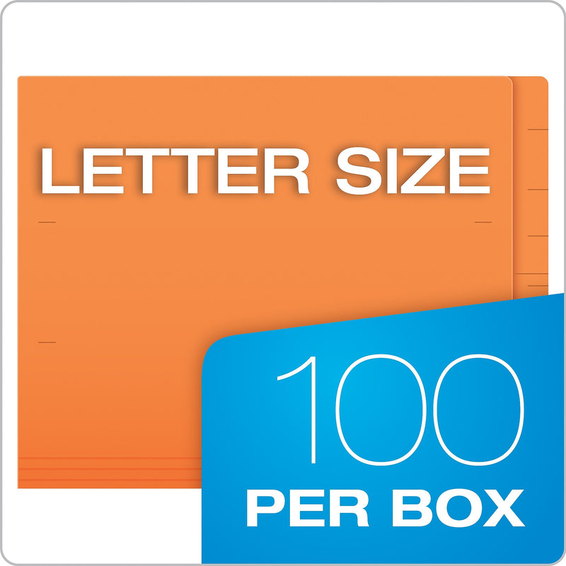 Pendaflex Recycled Heavy Duty End Tab File Folder, Straight Cut, Letter Size, Orange, 100/Box (H110DOR)