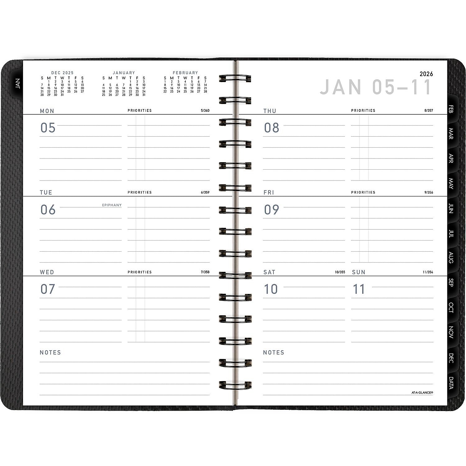 2026 AT-A-GLANCE Contemporary 5" x 8" Weekly & Monthly Planner, Faux Leather Cover, Charcoal (70-100X-45-26)