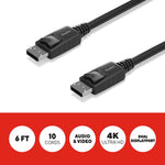 Staples TECH 6 ft. DisplayPort to DisplayPort Audio/Video Cable, Male to Male, Black, 10/Pack (ST62475)