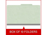 Medical Arts Press Pressboard Classification Folder, 1 Divider, 2" Expansion, Legal Size, Pale Green, 10/Box (DV-T52-14-3PGN)