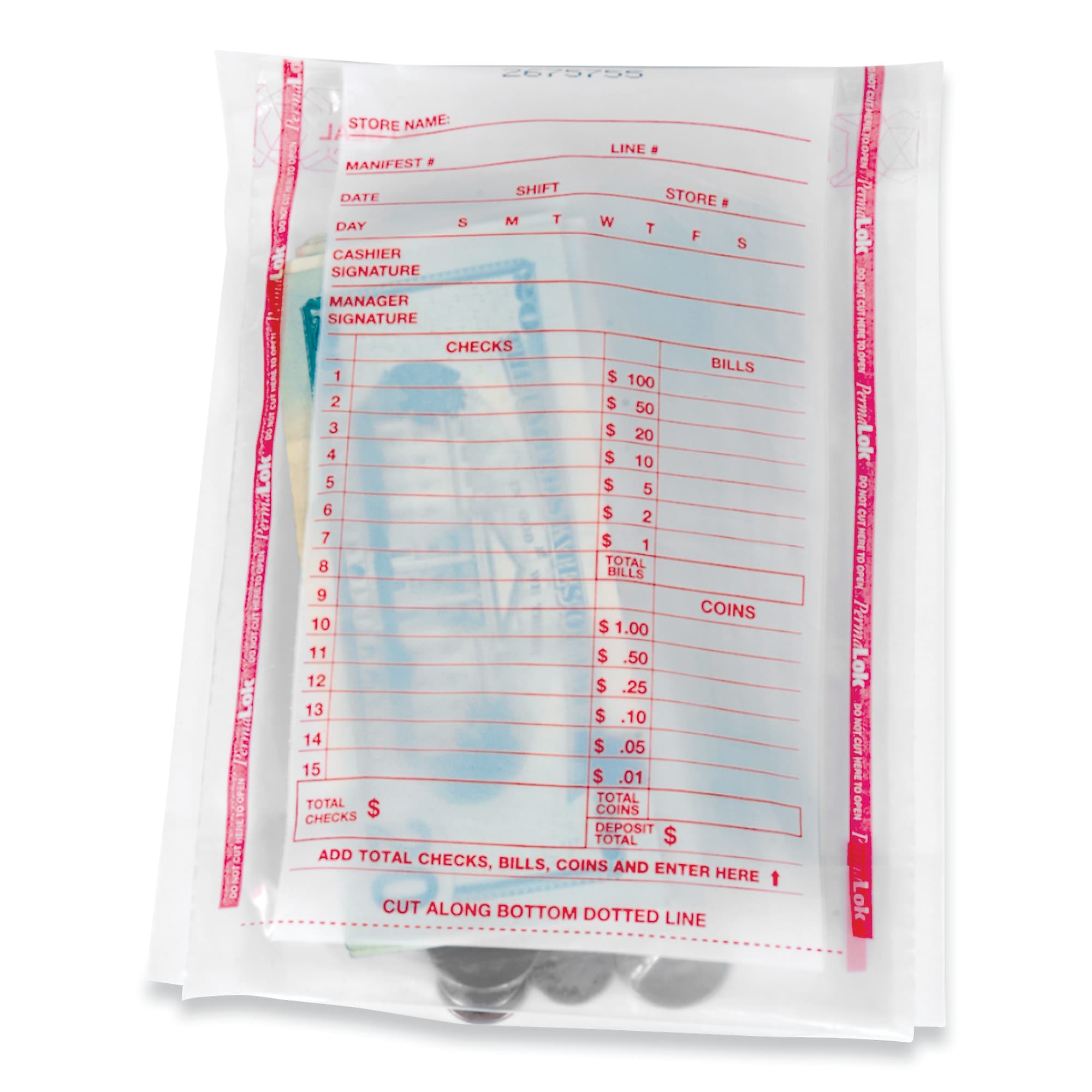 PermaLOK™ Deposit Bag, Plastic, 5.75 x 8.75 x 3, Clear, 1,000/Carton (CNK585013)