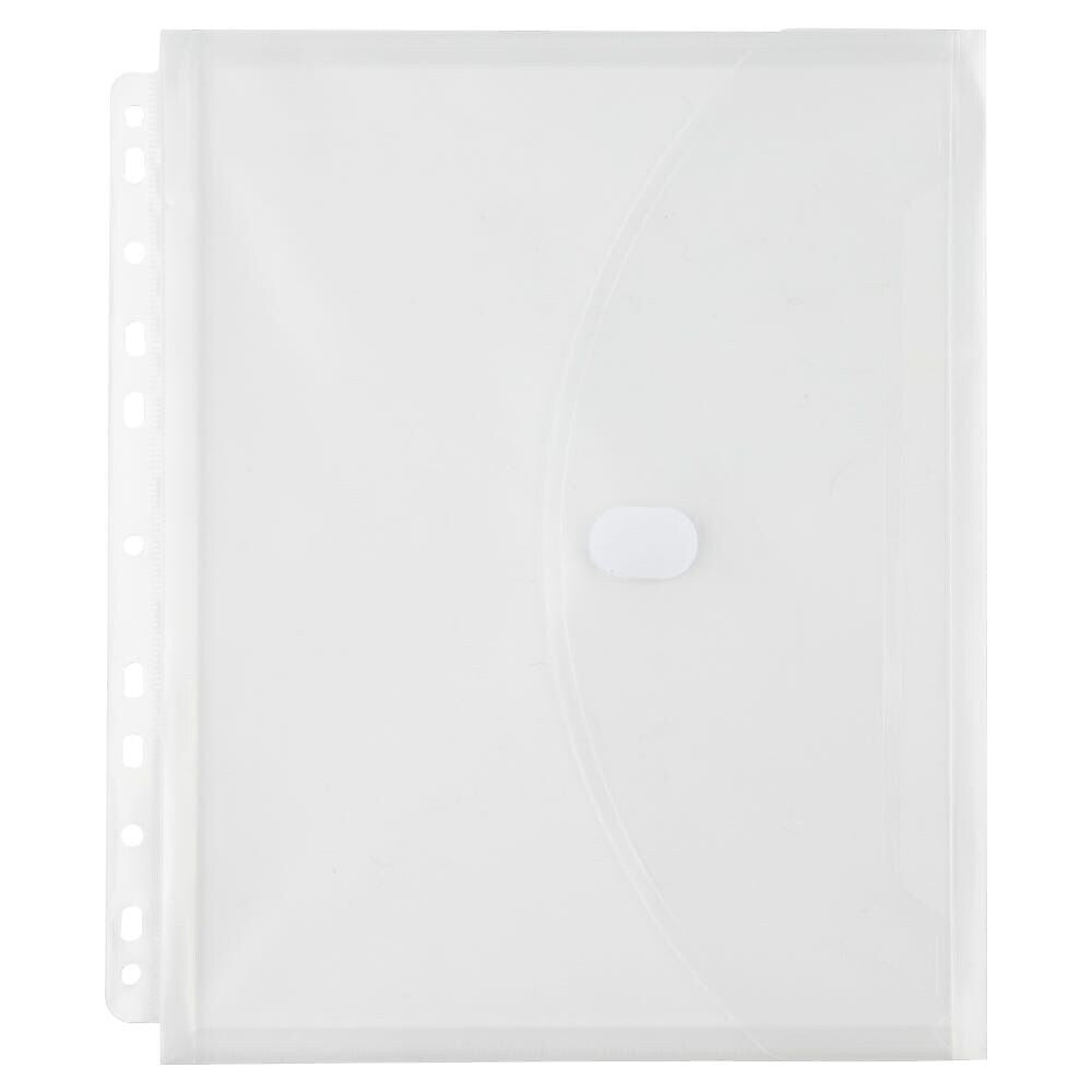 JAM Paper Plastic Binder Pocket, 3-Hole Punched, Clear, 3/Pack (218VB1CLX3)