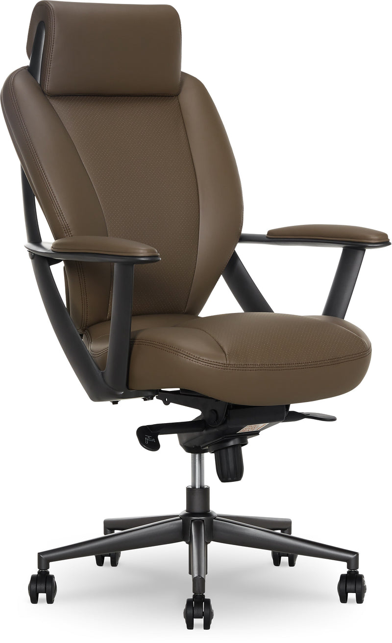 La-Z-Boy Vannes Ergonomic Polyurethane Swivel Executive Chair, Brown (60101-BRN)