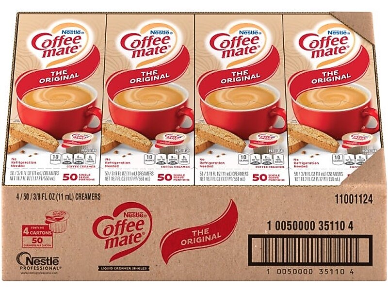 Coffee mate Original Lactose Free Liquid Creamer, 0.38 fl. oz., 50/Dispenser, 4 Dispensers/Carton (NES35110)