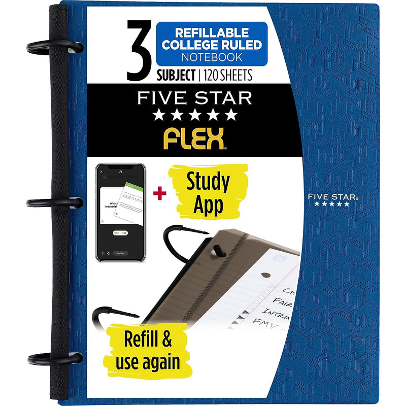 Five Star Flex 3-Subject Notebooks, 8.5" x 11", College Ruled, 120 Sheets (08126)