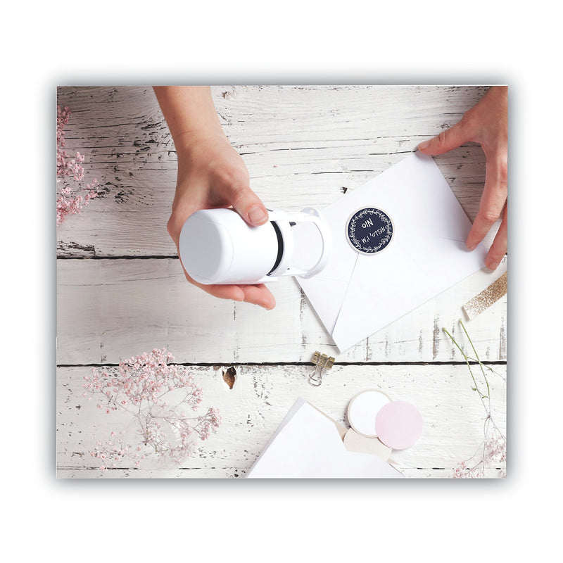 NIO® Stamp with Voucher and Fancy Gray Ink Pad, Self-Inking, 1.56" Diameter