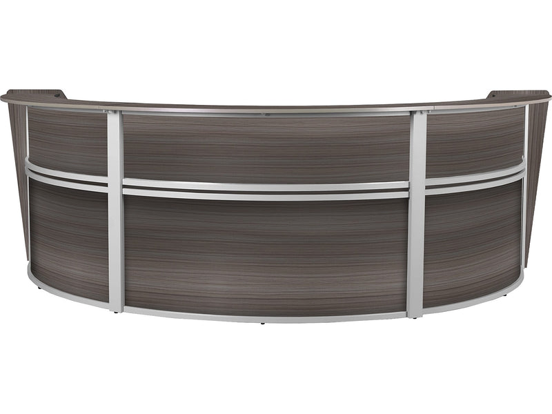 Regency Marque 144"W Curved Reception Desk Workstation, Driftwood Gray (77293GY)