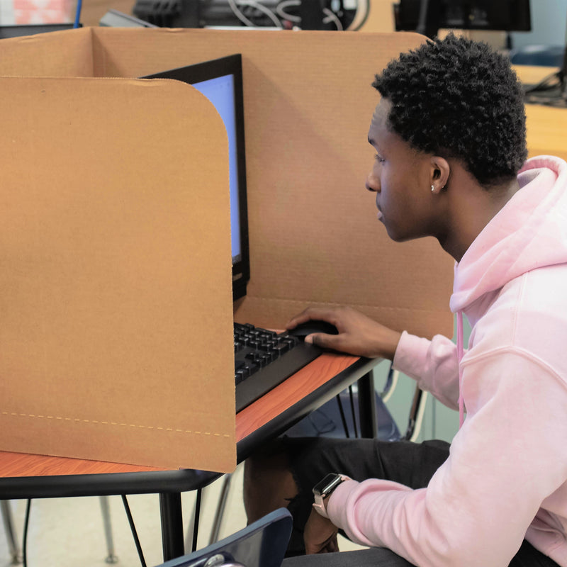 Classroom Products Foldable Cardboard Freestanding Privacy Shield, 19"H x 26"W, Kraft, 10/Box (VB1910 KR)