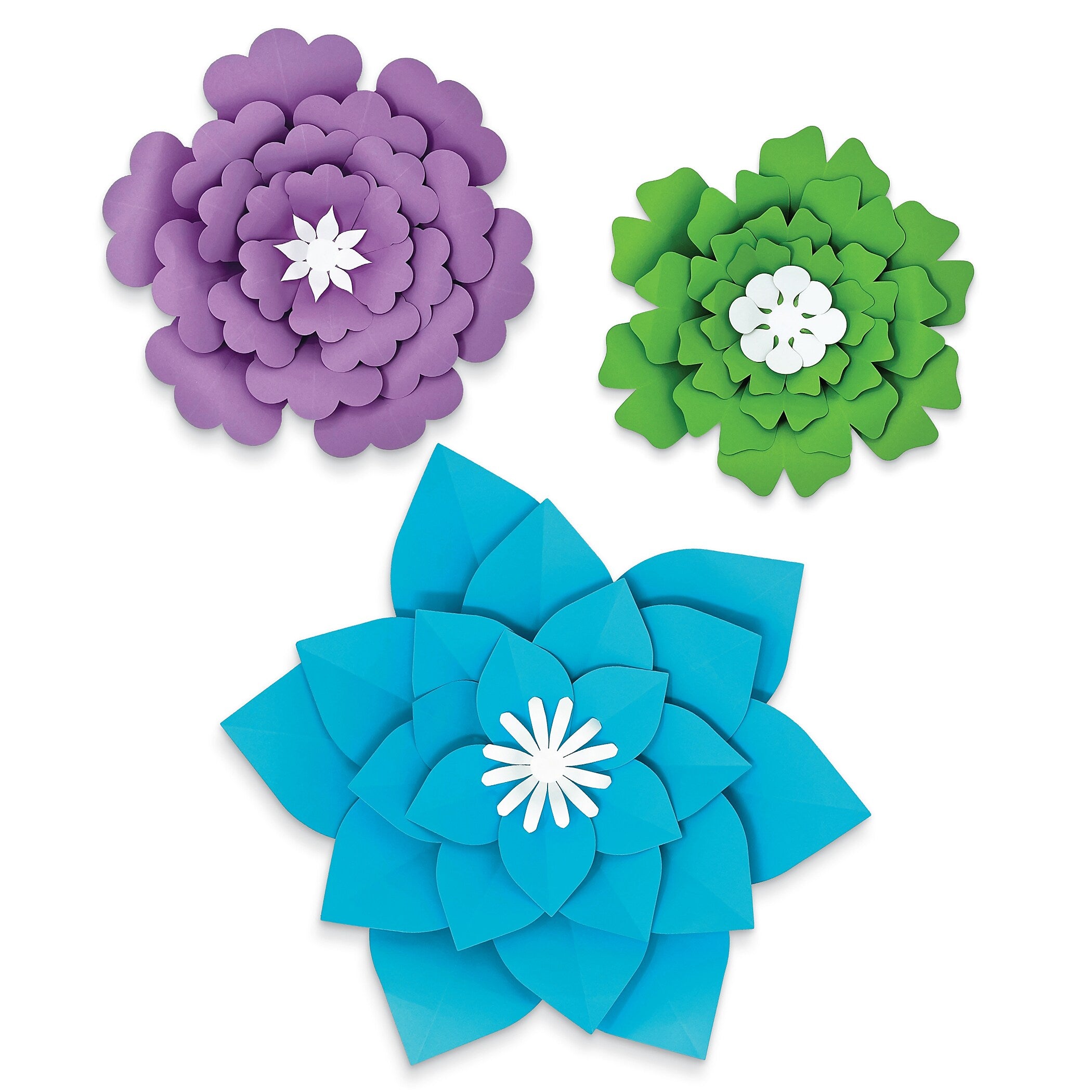 Happily Ever Elementary Creatively Inspired Blue, Purple, Green Flowers Dimensional Accent, 3/Set, 3 Sets/Bundle (CD-107007-3)