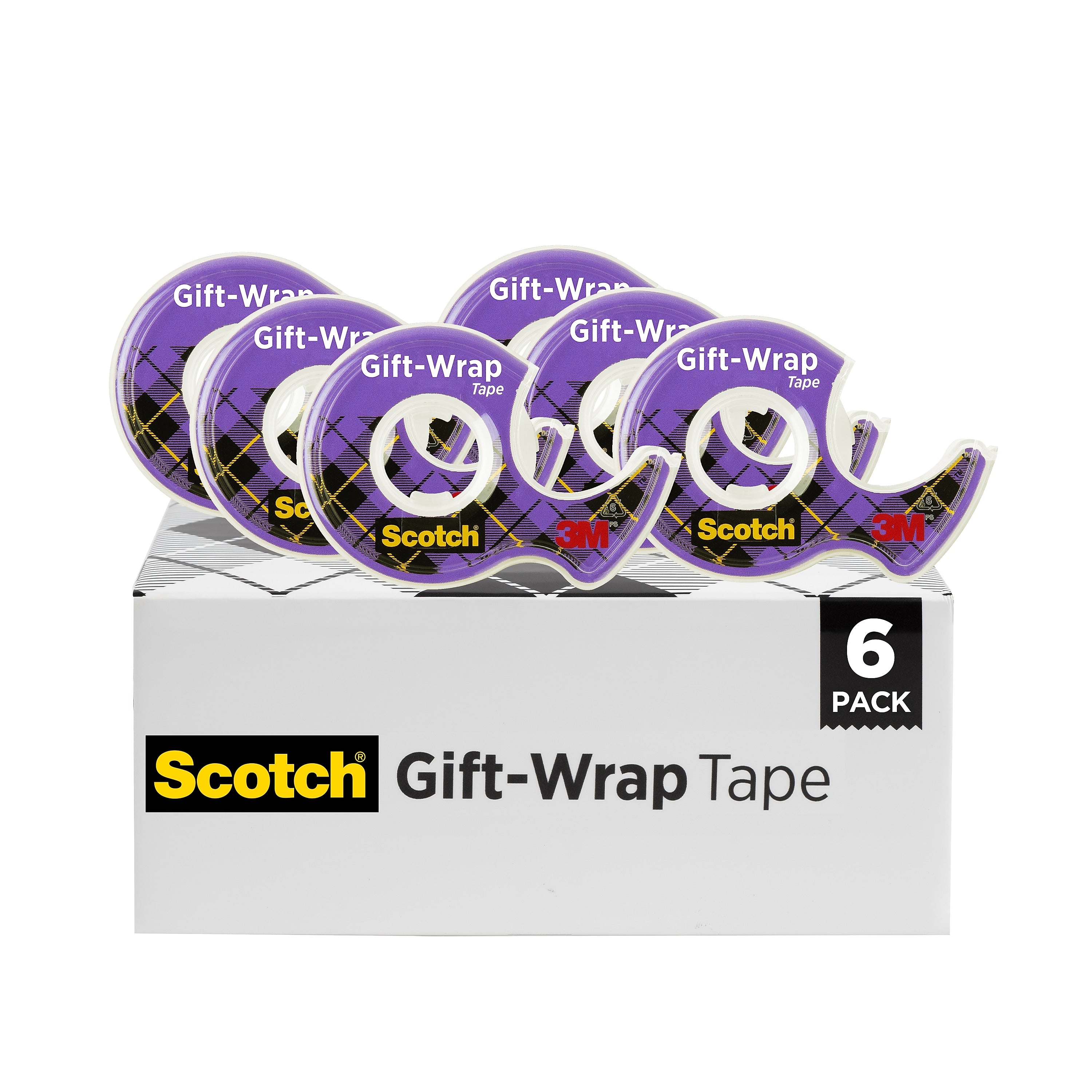 Scotch Gift-Wrap Transparent Tape with Dispenser, 0.75" x 18 yds, 1" Core, 6 Dispensers/Pack (615-SIOC)