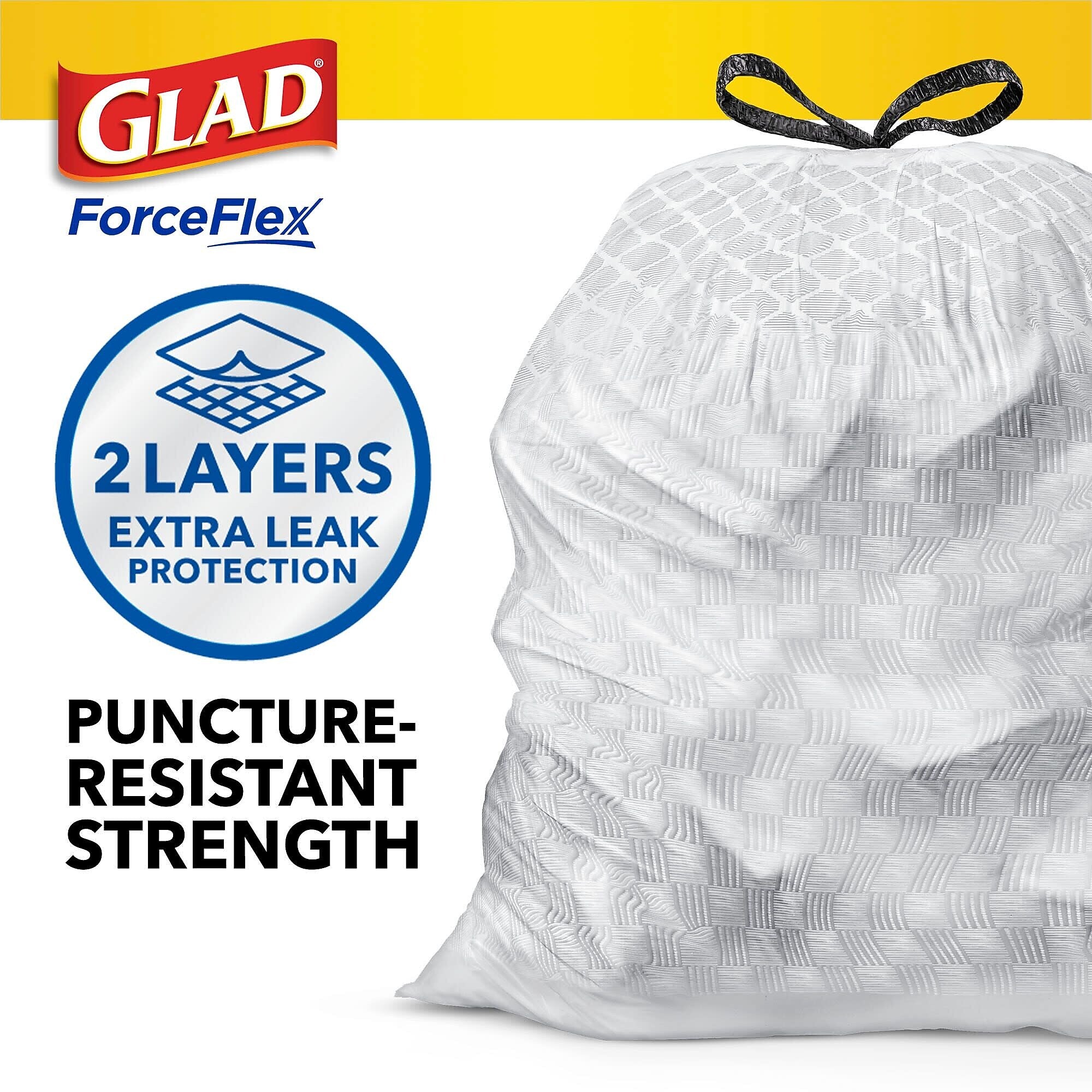 Glad ForceFlex Tall Kitchen Drawstring Trash Bags, 13 Gallon, Gain Lavender with Febreze Freshness, 80 Count (78533)