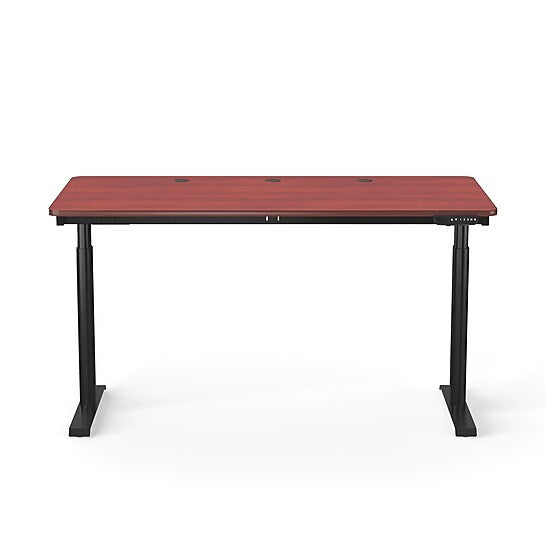 VersaDesk PowerLift 60"W Electric Rectangular Adjustable Standing Desk, Cherry/Black (PLSDR6030-BC-APP )