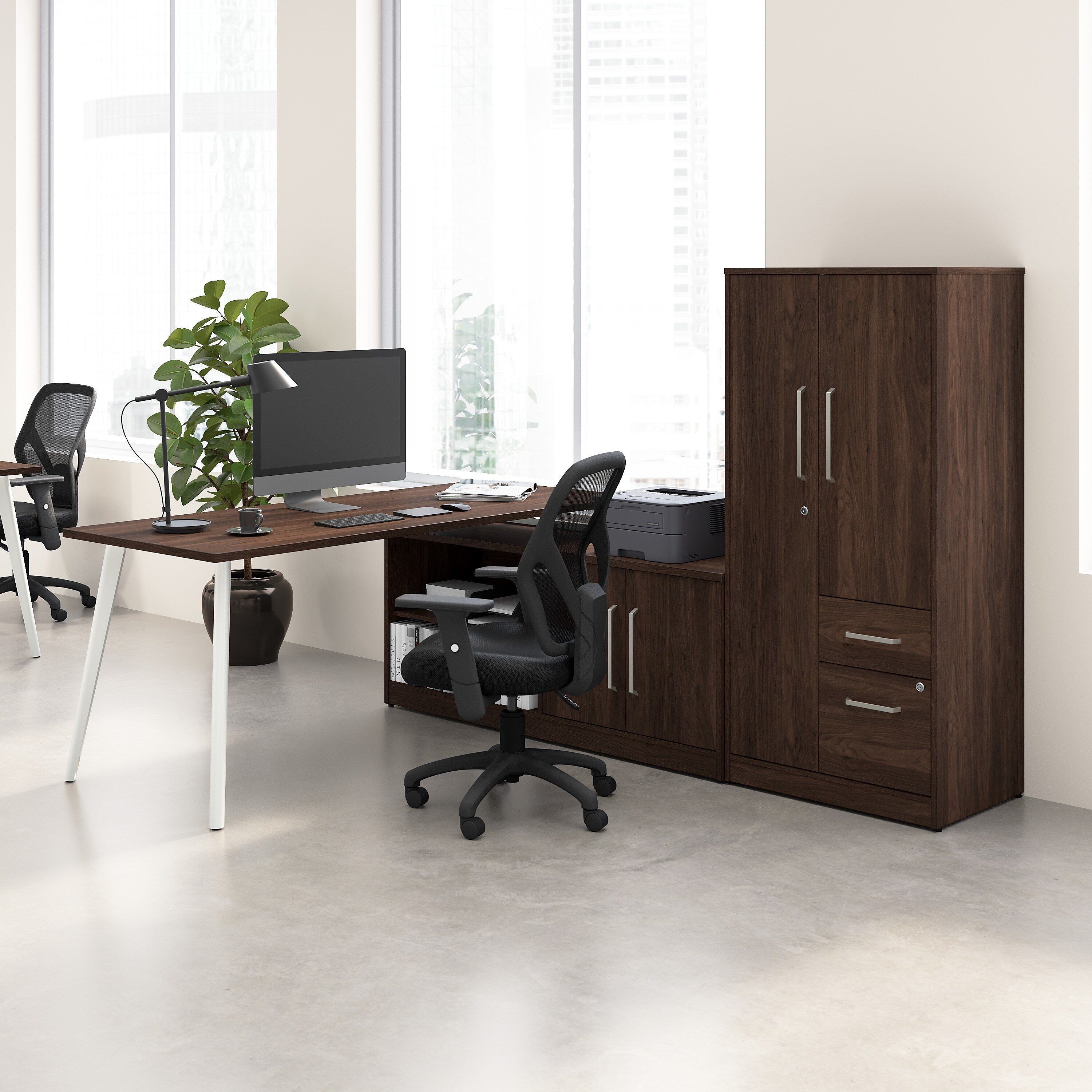 Bush Business Furniture Vista Wardrobe Cabinet with Drawers, Black Walnut (VSS130BWK)