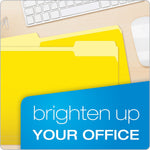 Pendaflex Recycled File Folder, 1/3-Cut Tab, Assorted, Letter Size, Yellow, 100/Box (4210 1/3 YEL)