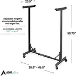 AdirOffice Metal Mobile File Cart with Swivel Wheels and (12) 30" Hanging Clamps, Black (615-BLK-PKG)