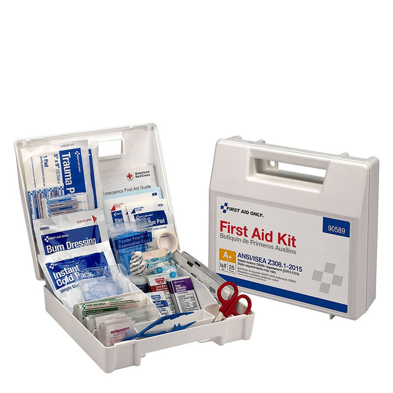 First Aid Only Plastic First Aid Kit with Medication, ANSI 2015 Class A, 25 People, 141 Pieces (90589)
