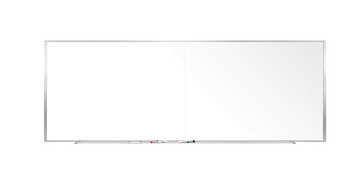 Ghent Two-Piece M1 Magnetic Porcelain Dry-Erase Whiteboard, Anodized Aluminum Frame, 4'H x 12'W (M1-412-4-2P)