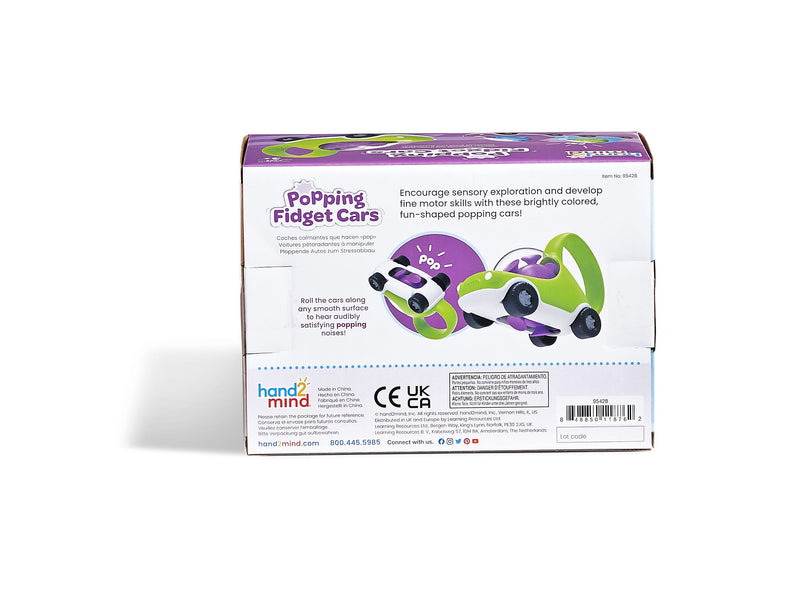 hand2mind Popping Fidget Cars, Assorted Colors, 3/Set (95428)