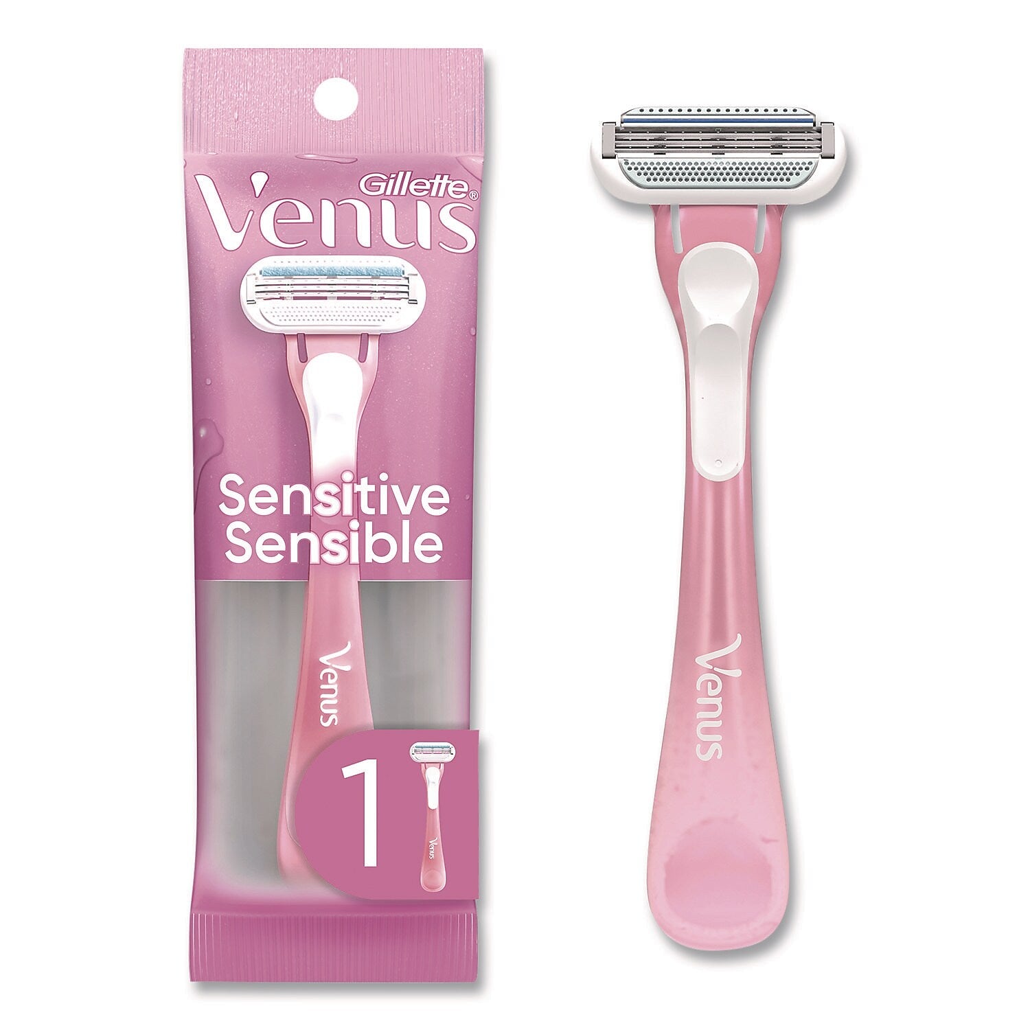 Gillette Venus Sensitive Sensible Razors, 3 Blades, 36/Carton (64906)