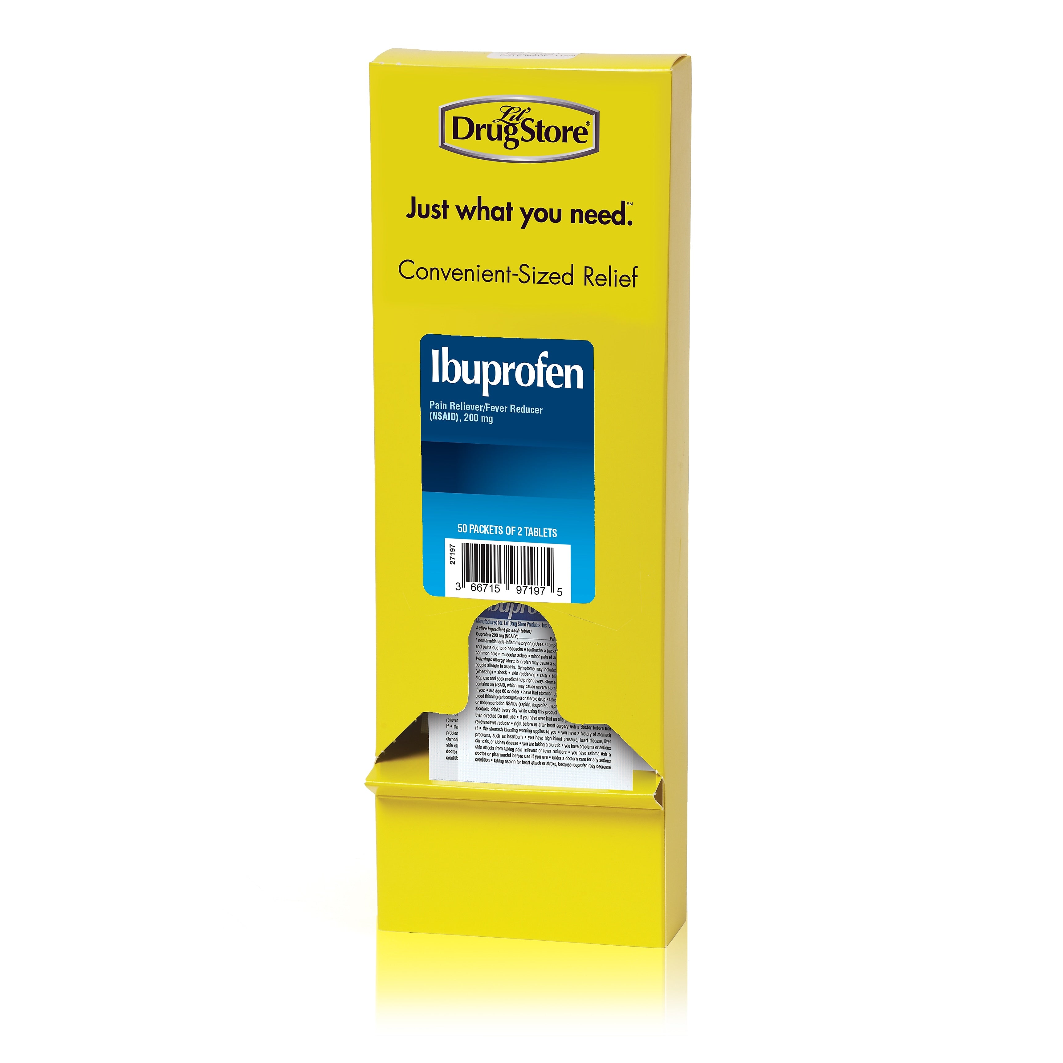 Lil' Drug Store Ibuprofen Tablets, 200 Mg, 50 Packets/Box (LIL97197)
