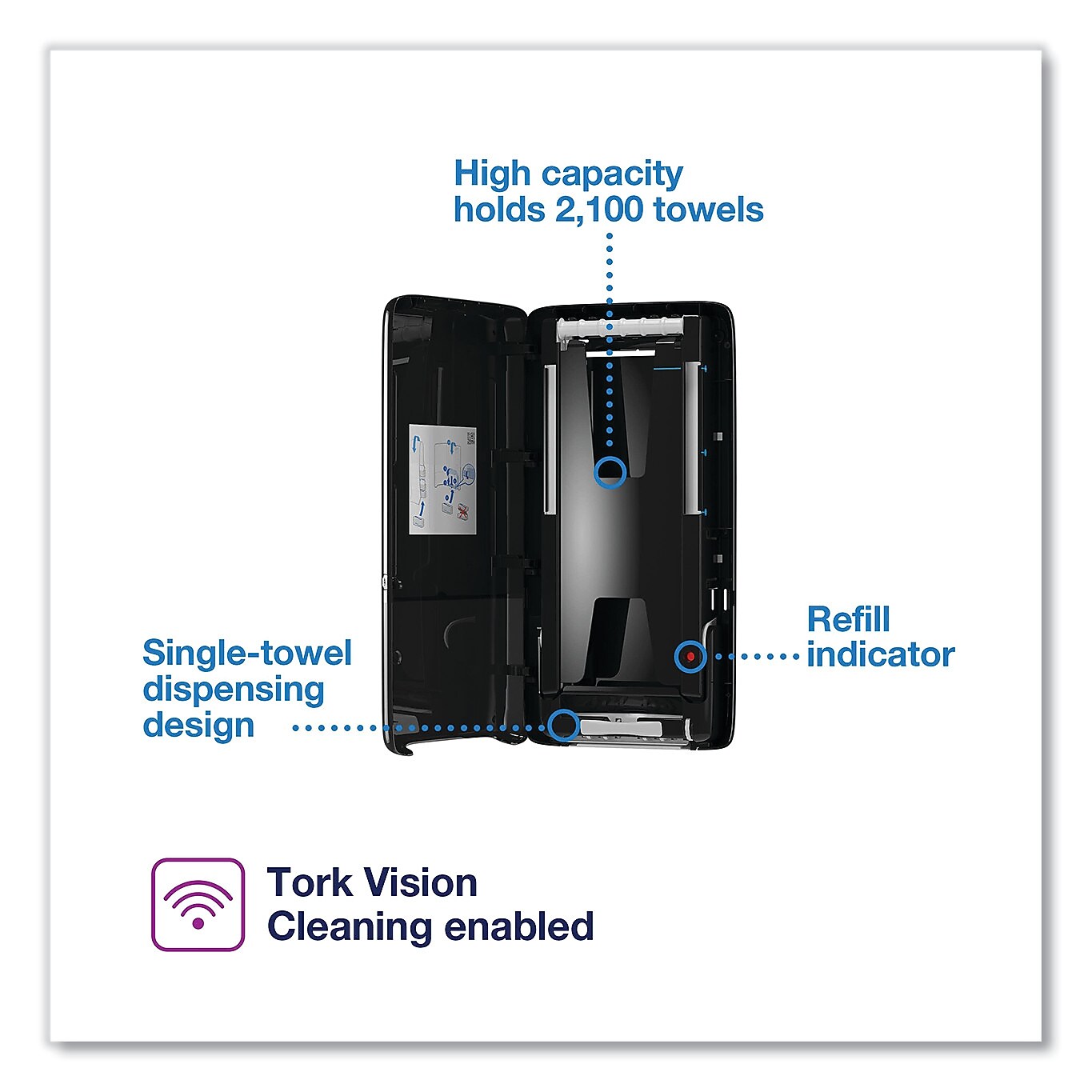 Tork PeakServe Continuous Hand Towel Dispenser, 14.57 x 3.98 x 28.74, Black