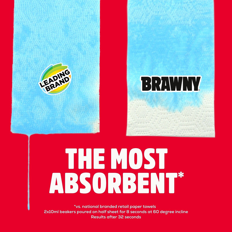 Brawny Tear-A-Square Paper Towels, 3-ply, 76 Sheets/Roll, 8 Rolls/Pack (446005)