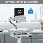 Mount-It! MedHub Mobile Medical Cart Workstation with Spring Arm Laptop Mount and Locking Caster Wheels, White/Grey (MI-16017)