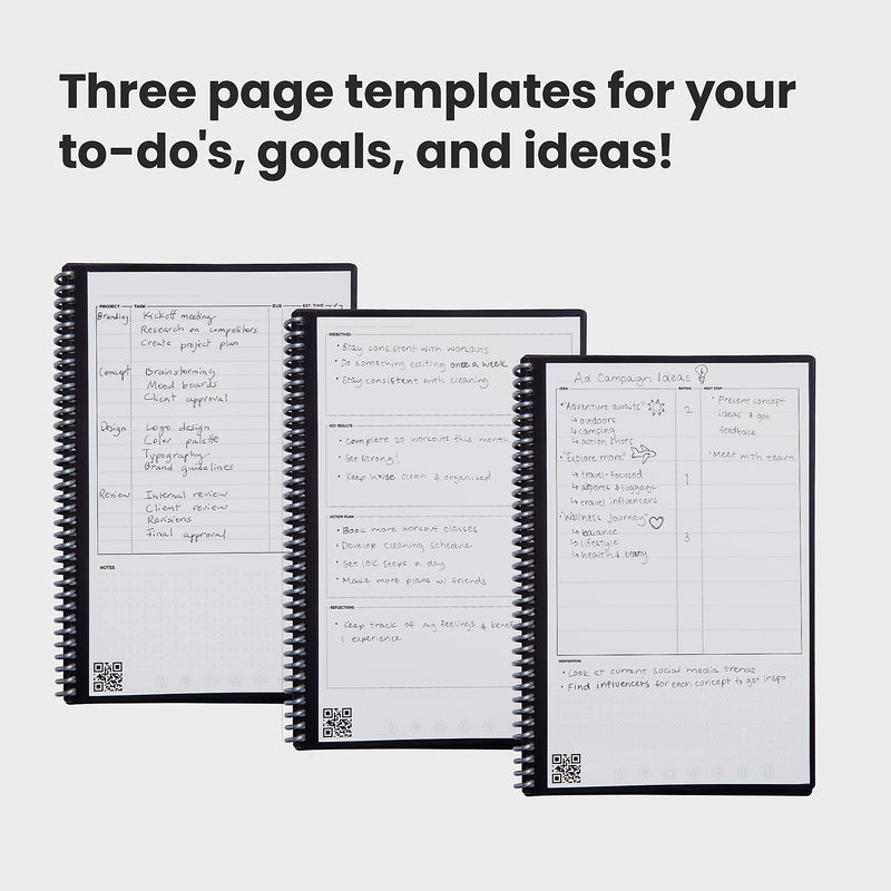 Rocketbook Fusion Reusable Notebook Planner Combo, 6" x 8.8", 42 Sheets, Black (EVRF-E-RC-A-FR)
