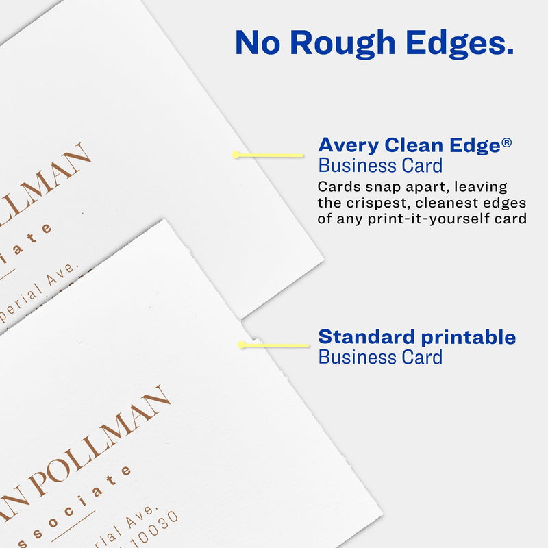 Avery Clean Edge Business Cards, 2" x 3 1/2", Matte White, 2000 Per Pack (5870)